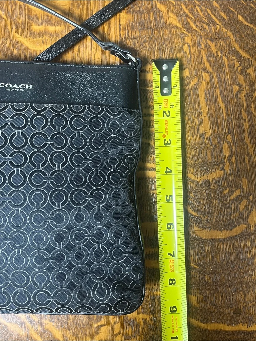 Coach Optic C Black & Silver Signature Messenger Crossbody